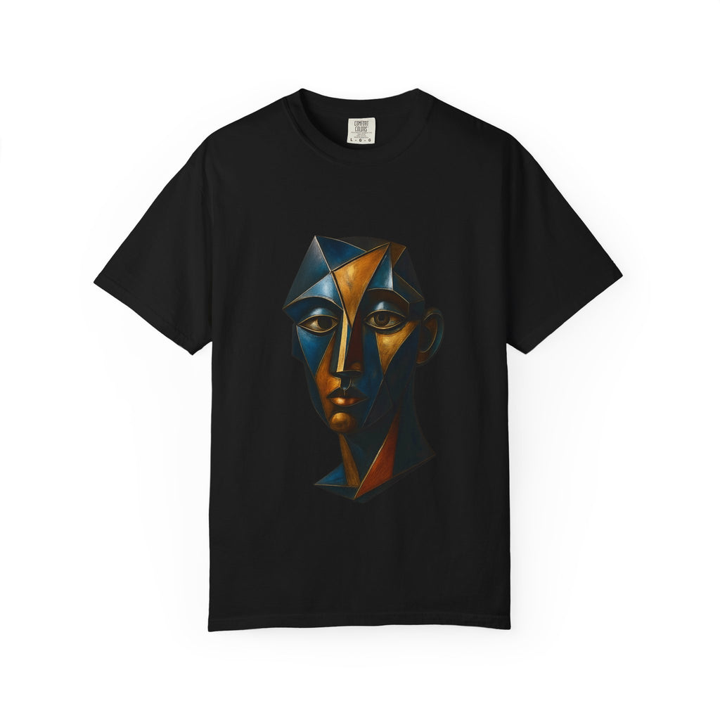 Abstract Geometric Face T-Shirt — Cubist Portrait Art Shirt