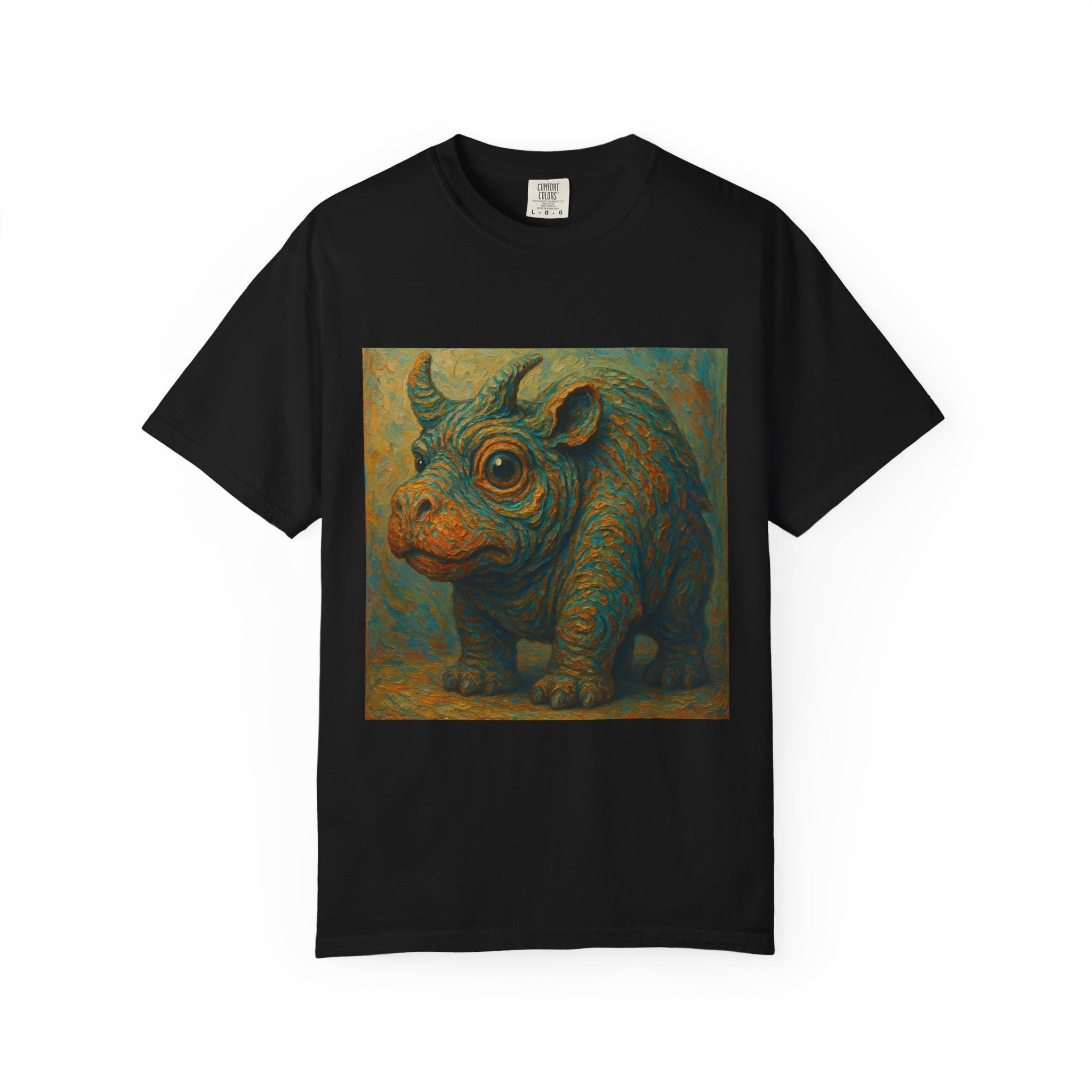Rhino Baby Art T-Shirt — Cute Vintage-Style Rhino Illustration Tee