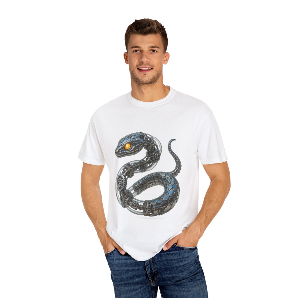 Cyber Serpent T-Shirt — Futuristic Mechanical Snake Graphic Tee