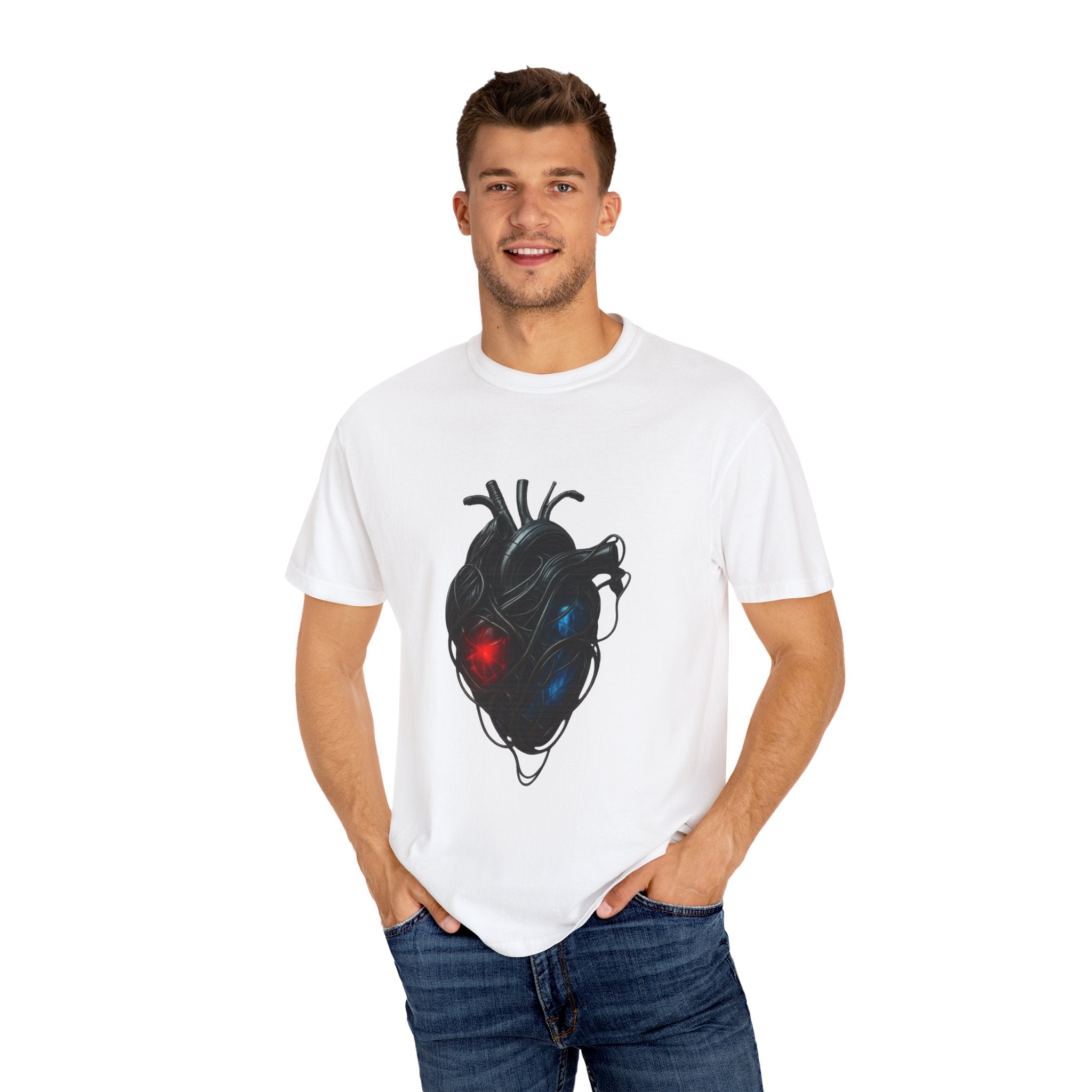 Anatomical Heart Tee — Neon Cyberpunk Heart Graphic T-Shirt