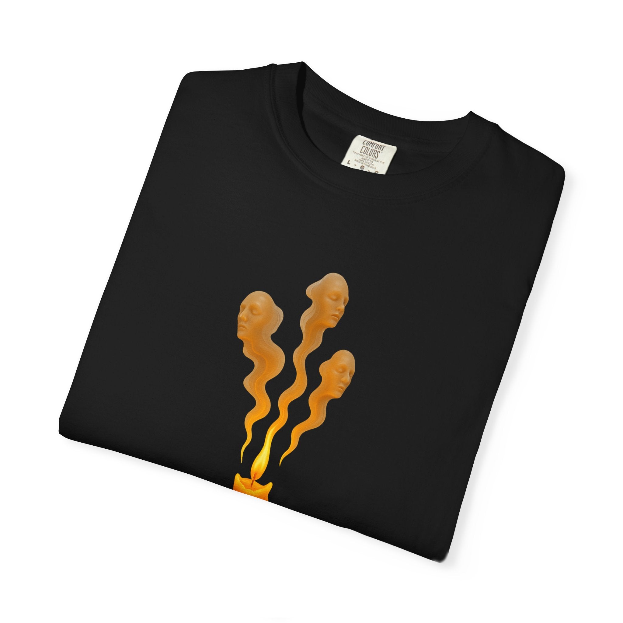 Burning Torso Candle T-Shirt — Artistic Surreal Flame Graphic Tee