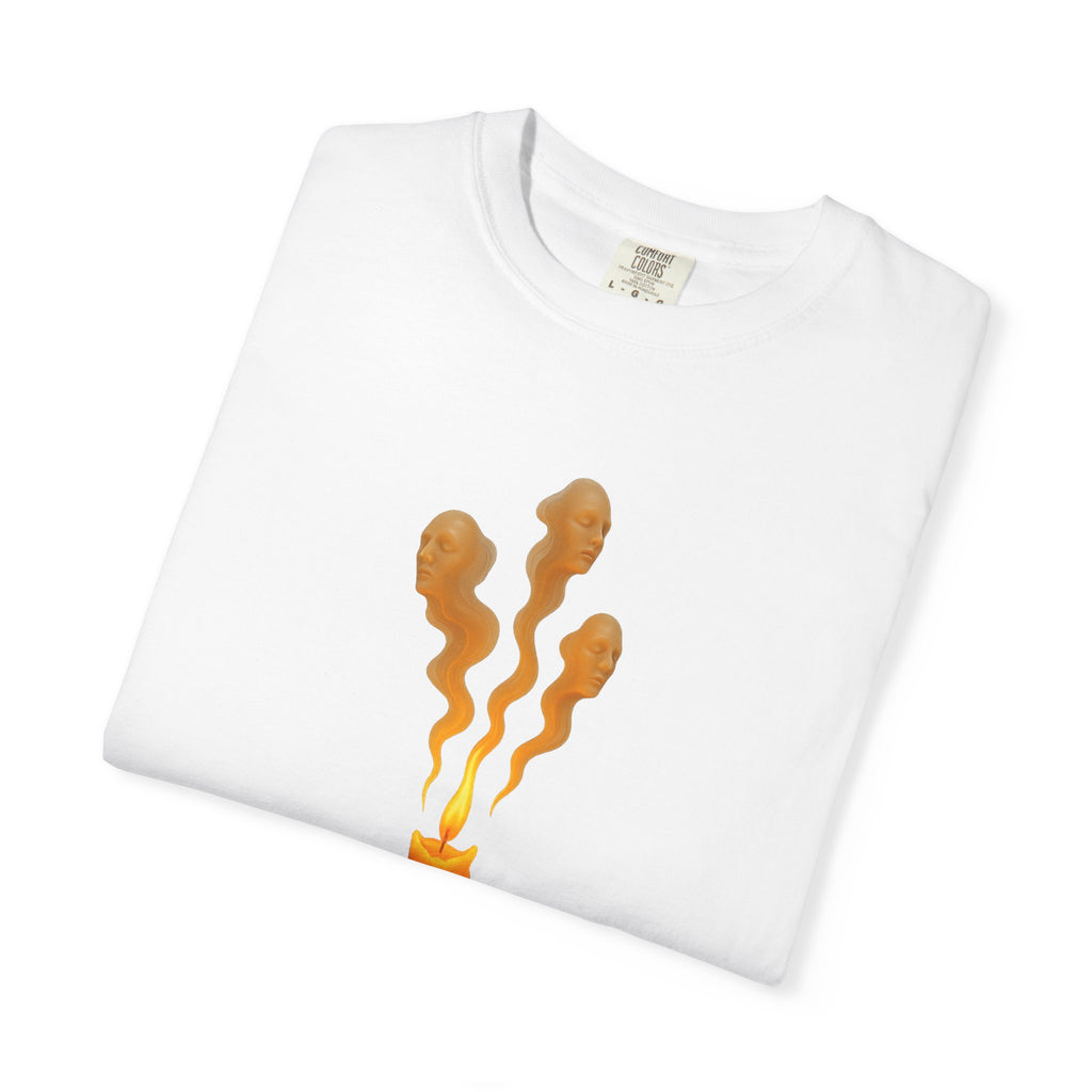 Burning Torso Candle T-Shirt — Artistic Surreal Flame Graphic Tee
