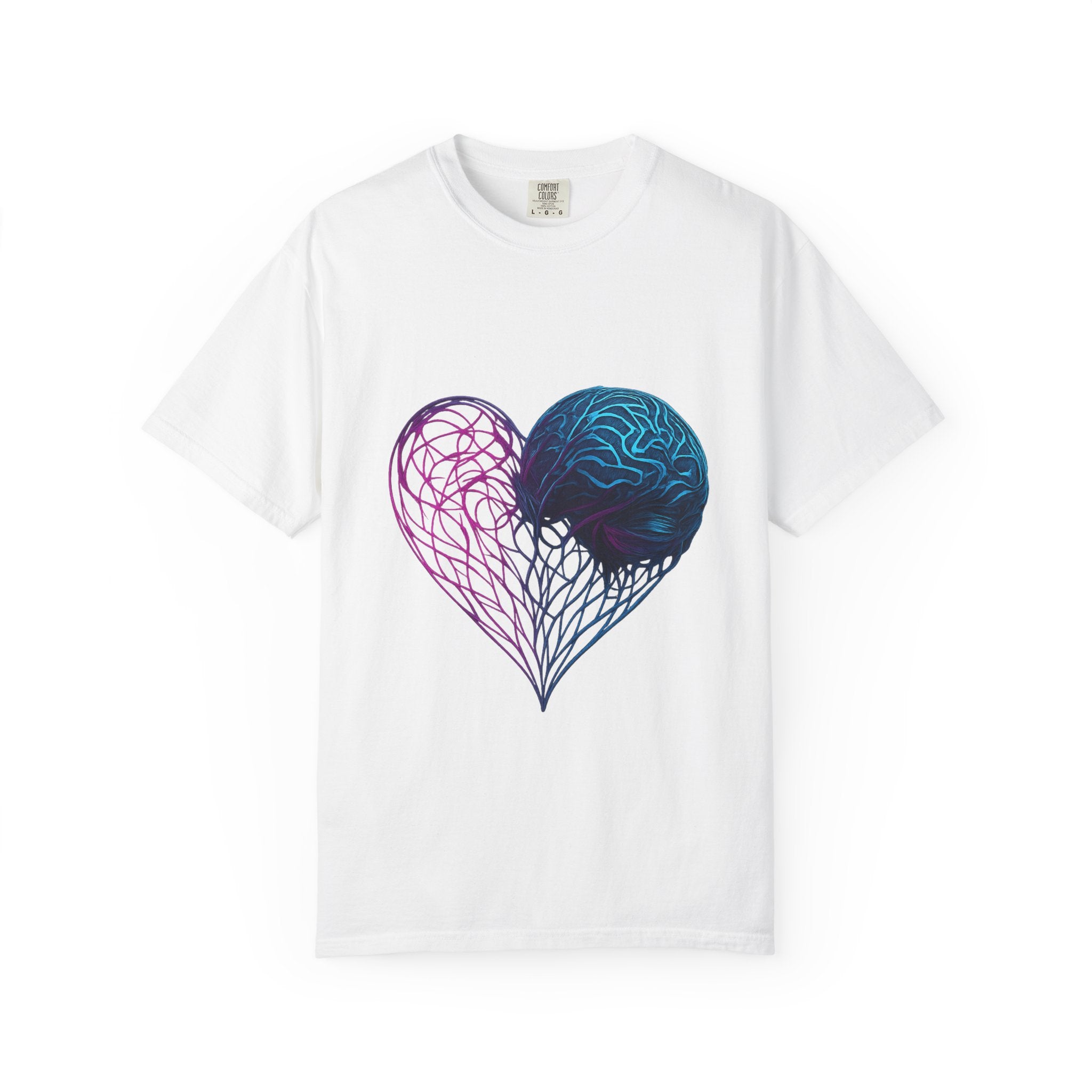 Neon Brain Heart T-shirt | Anatomical Heart with Brain Illustration
