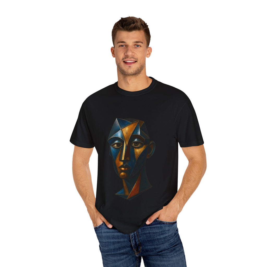 Abstract Geometric Face T-Shirt — Cubist Portrait Art Shirt