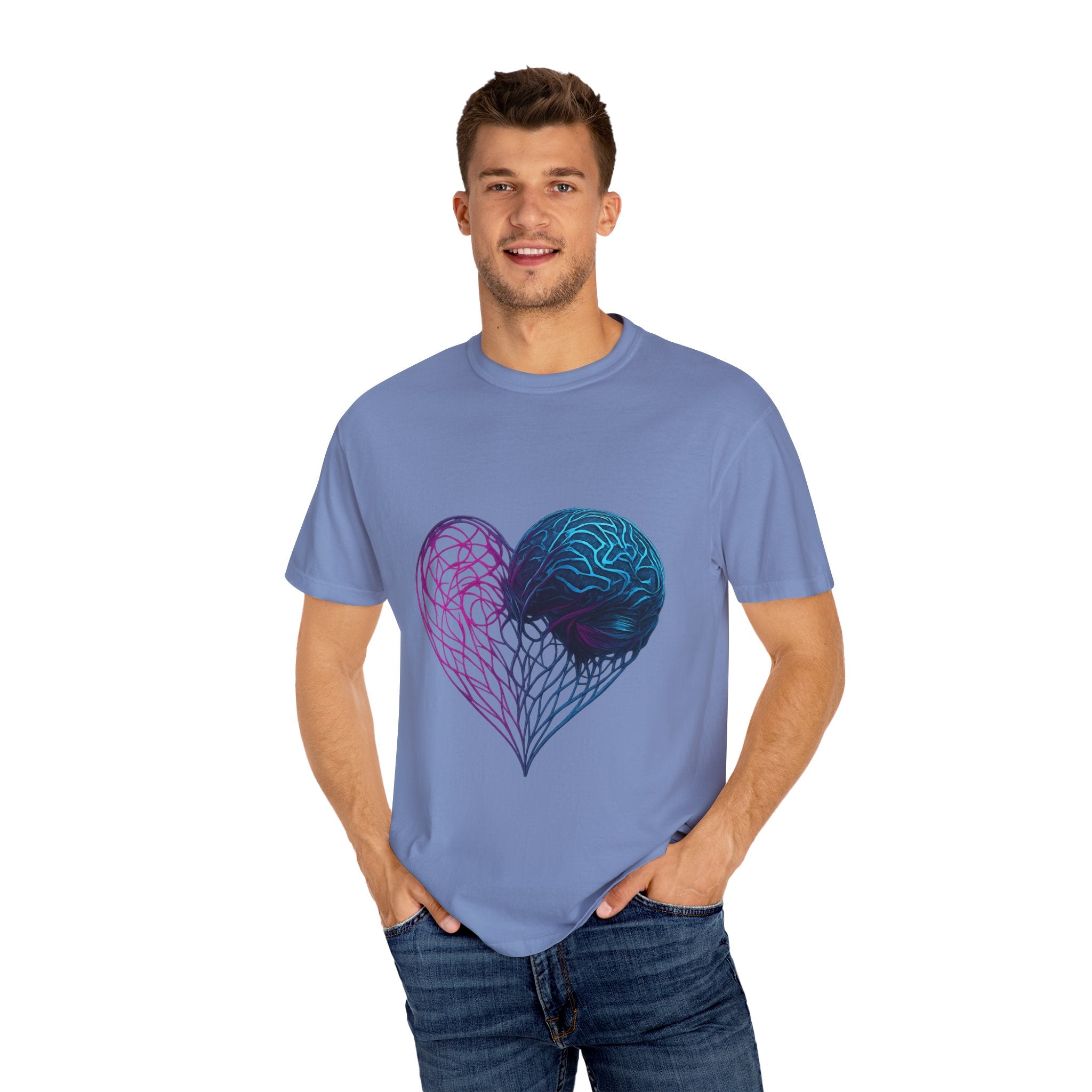 Neon Brain Heart T-shirt | Anatomical Heart with Brain Illustration