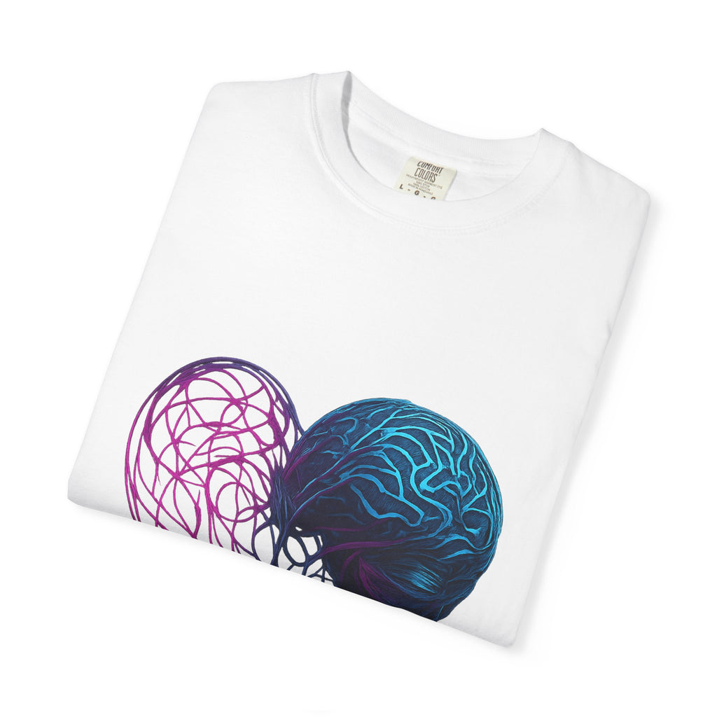 Neon Brain Heart T-shirt | Anatomical Heart with Brain Illustration