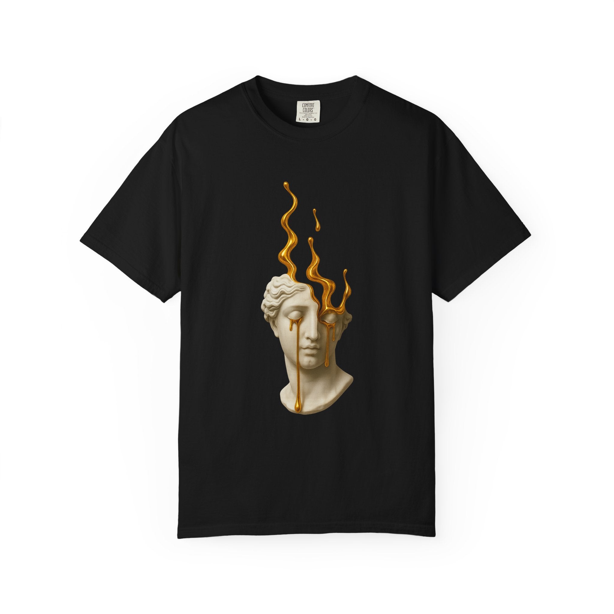 Statue Head Melting Art T-Shirt — Surreal Classical Bust Tee