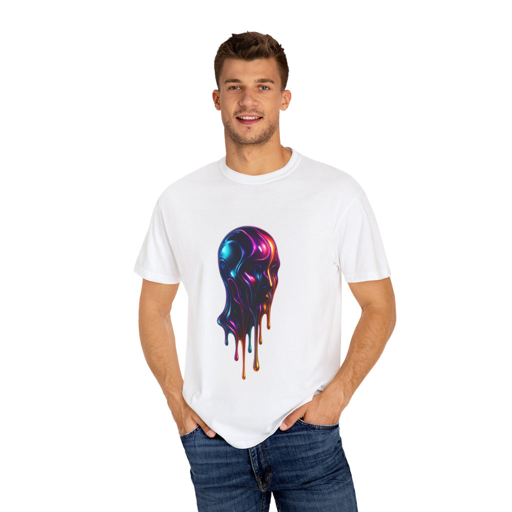 Neon Drip Skull T-shirt | Melting Color Skull Graphic Tee