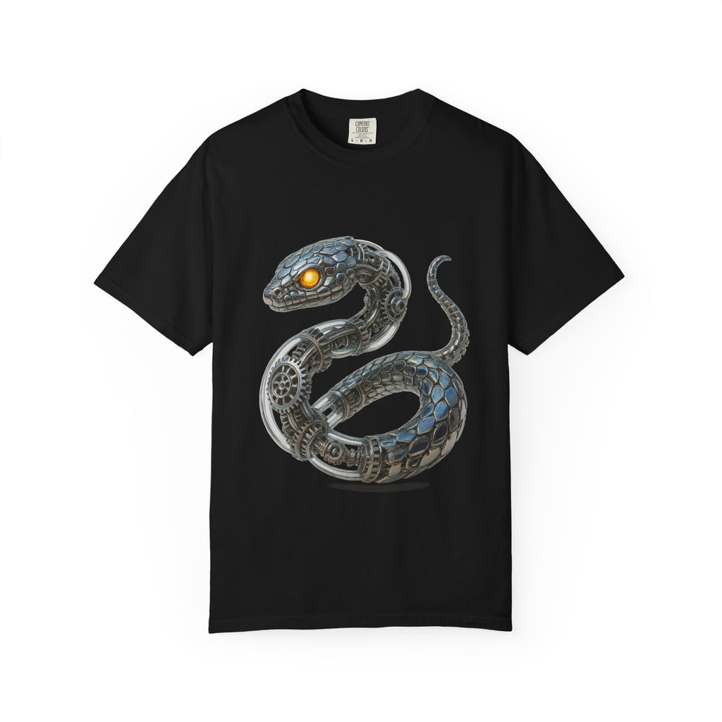 Cyber Serpent T-Shirt — Futuristic Mechanical Snake Graphic Tee
