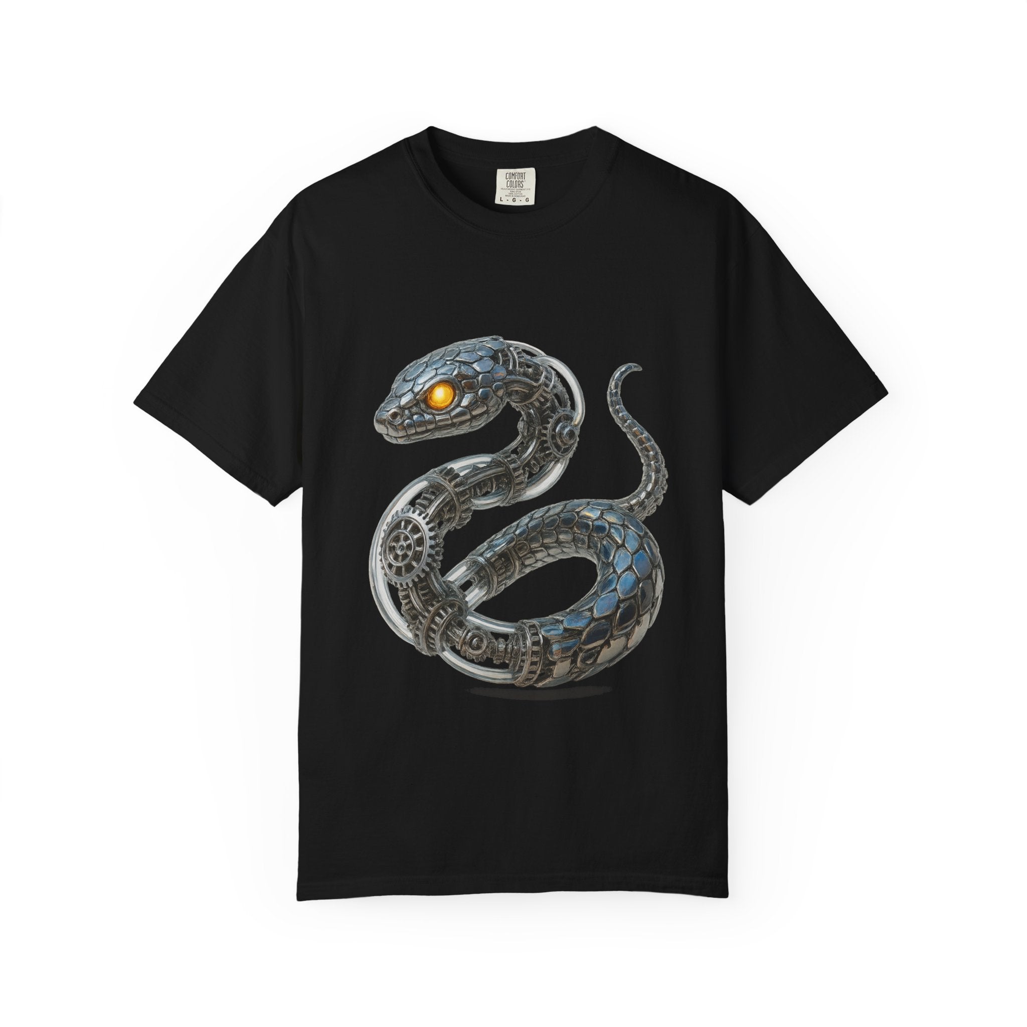 Cyber Serpent T-Shirt — Futuristic Mechanical Snake Graphic Tee
