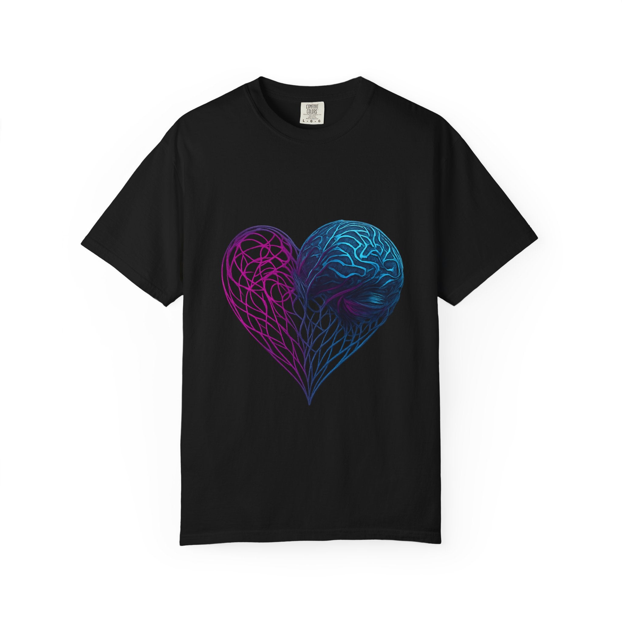 Neon Brain Heart T-shirt | Anatomical Heart with Brain Illustration