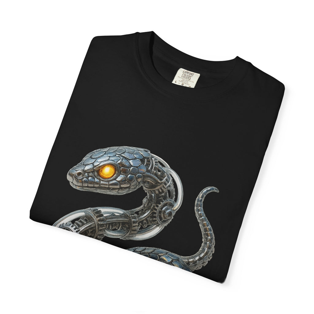 Cyber Serpent T-Shirt — Futuristic Mechanical Snake Graphic Tee