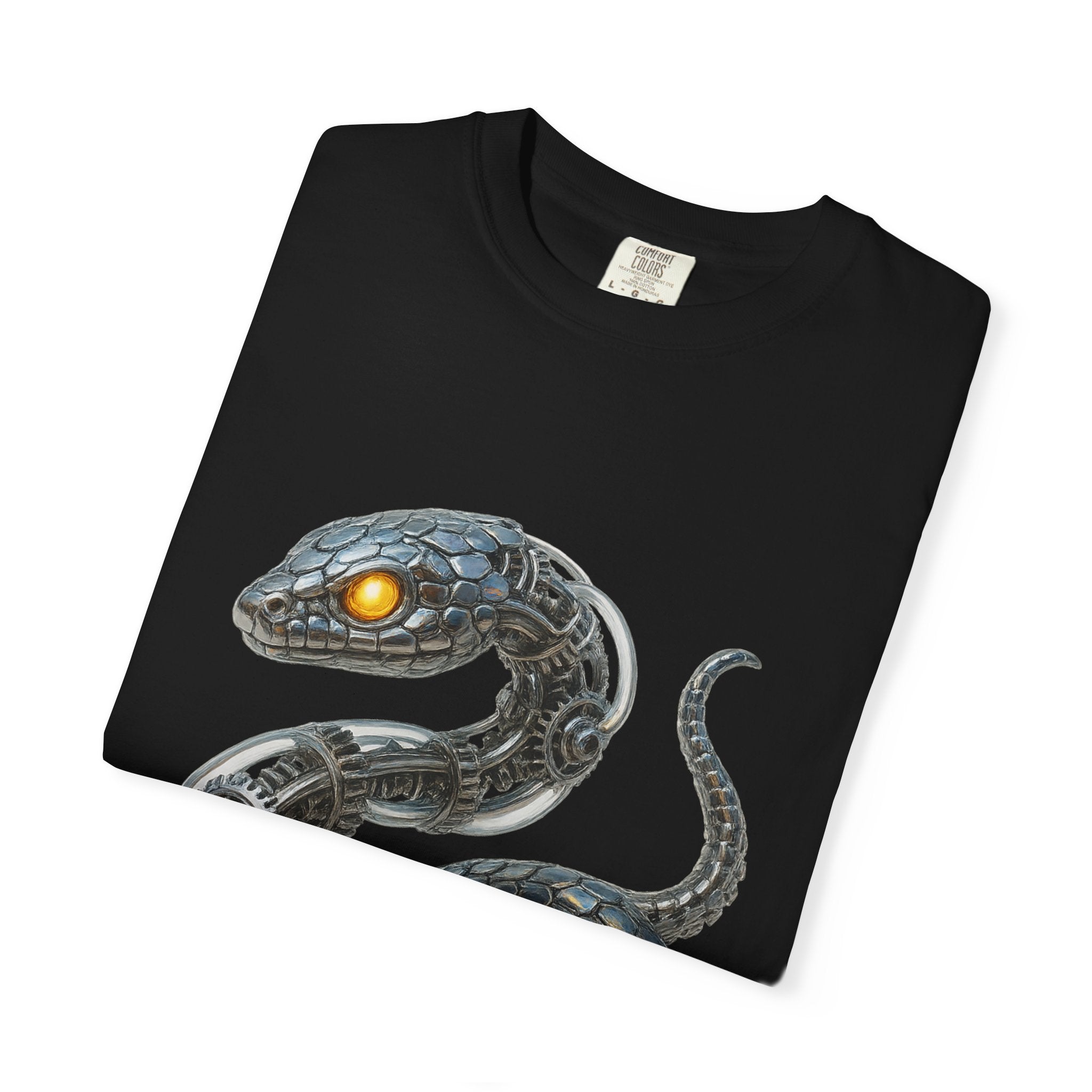 Cyber Serpent T-Shirt — Futuristic Mechanical Snake Graphic Tee