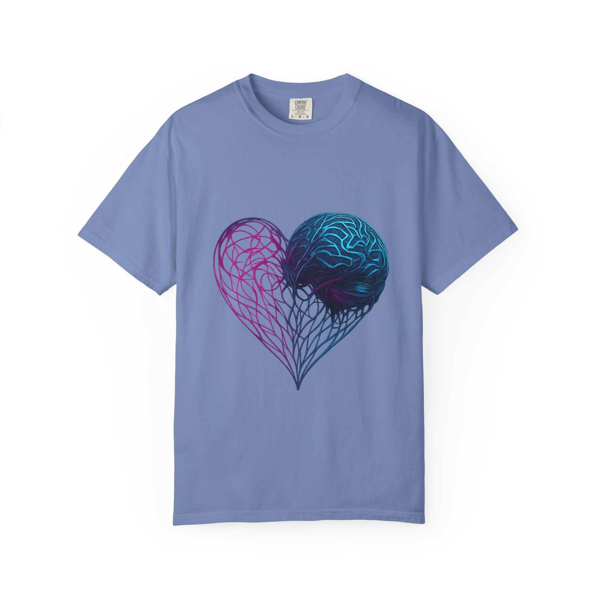Neon Brain Heart T-shirt | Anatomical Heart with Brain Illustration