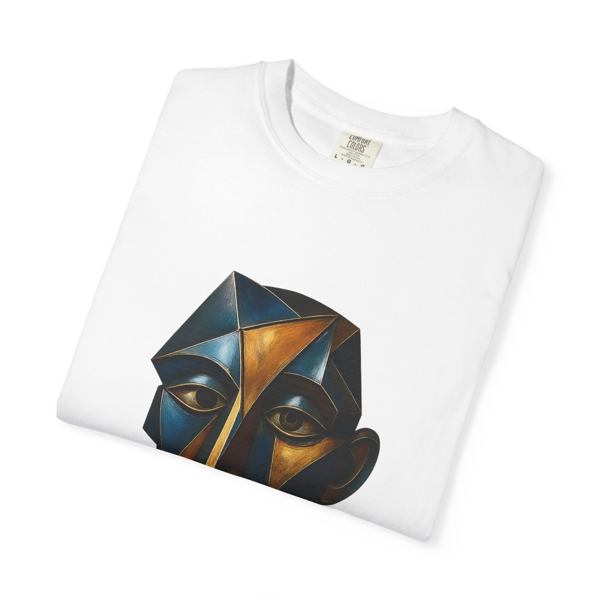 Abstract Geometric Face T-Shirt — Cubist Portrait Art Shirt