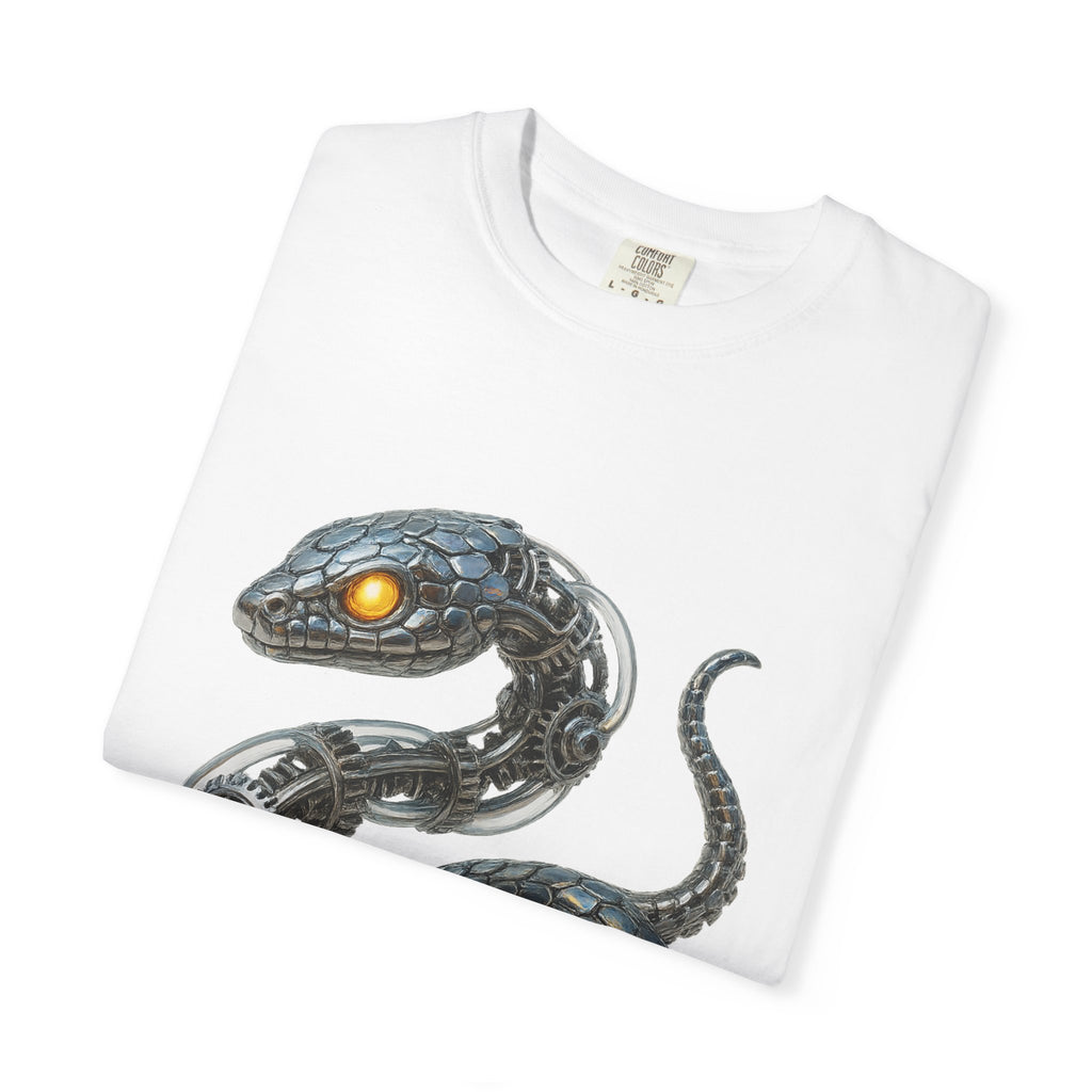 Cyber Serpent T-Shirt — Futuristic Mechanical Snake Graphic Tee