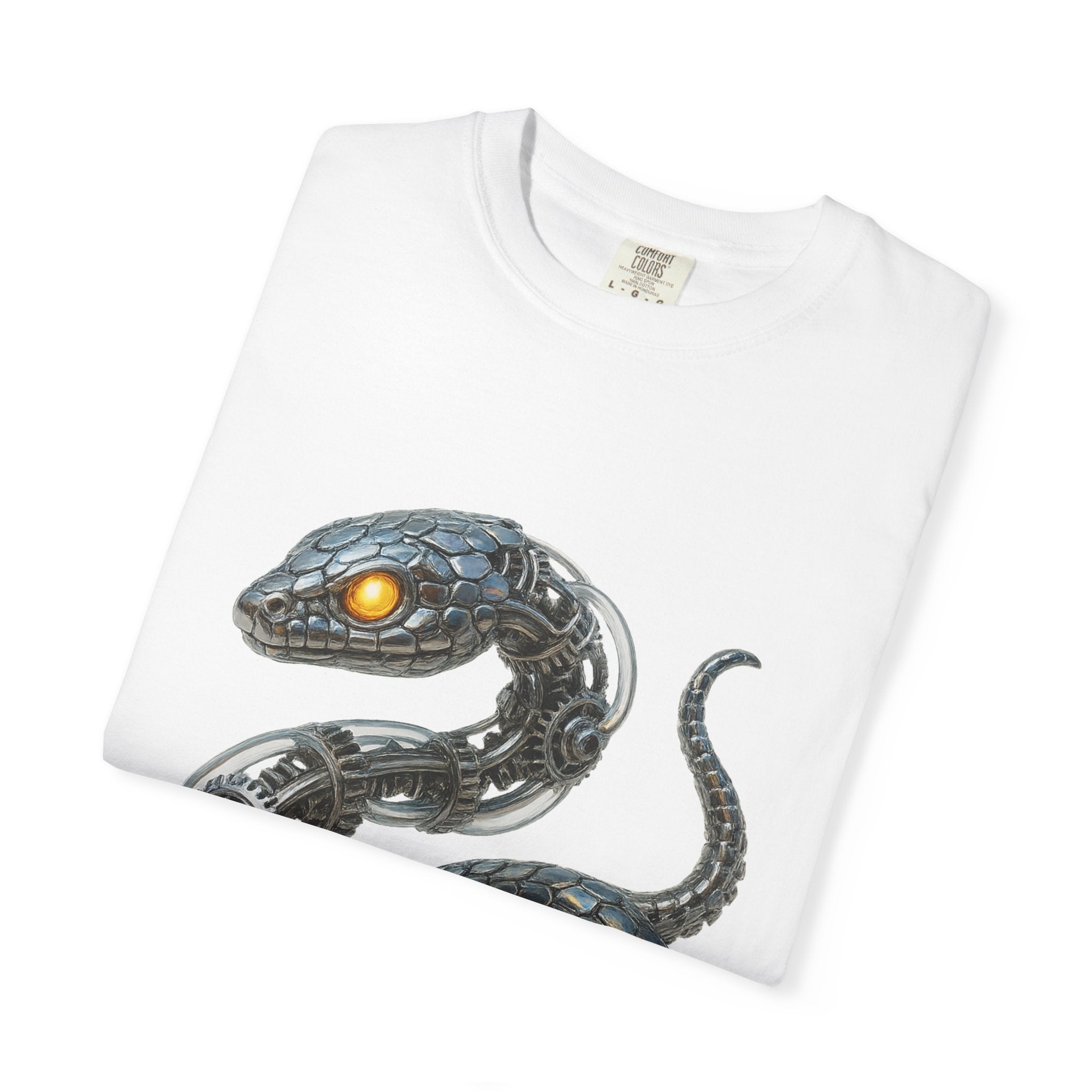 Cyber Serpent T-Shirt — Futuristic Mechanical Snake Graphic Tee