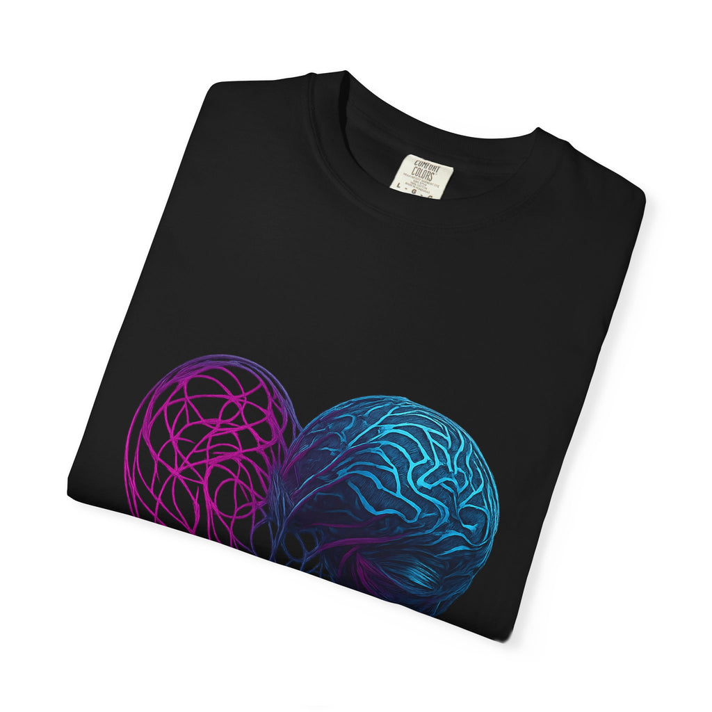 Neon Brain Heart T-shirt | Anatomical Heart with Brain Illustration