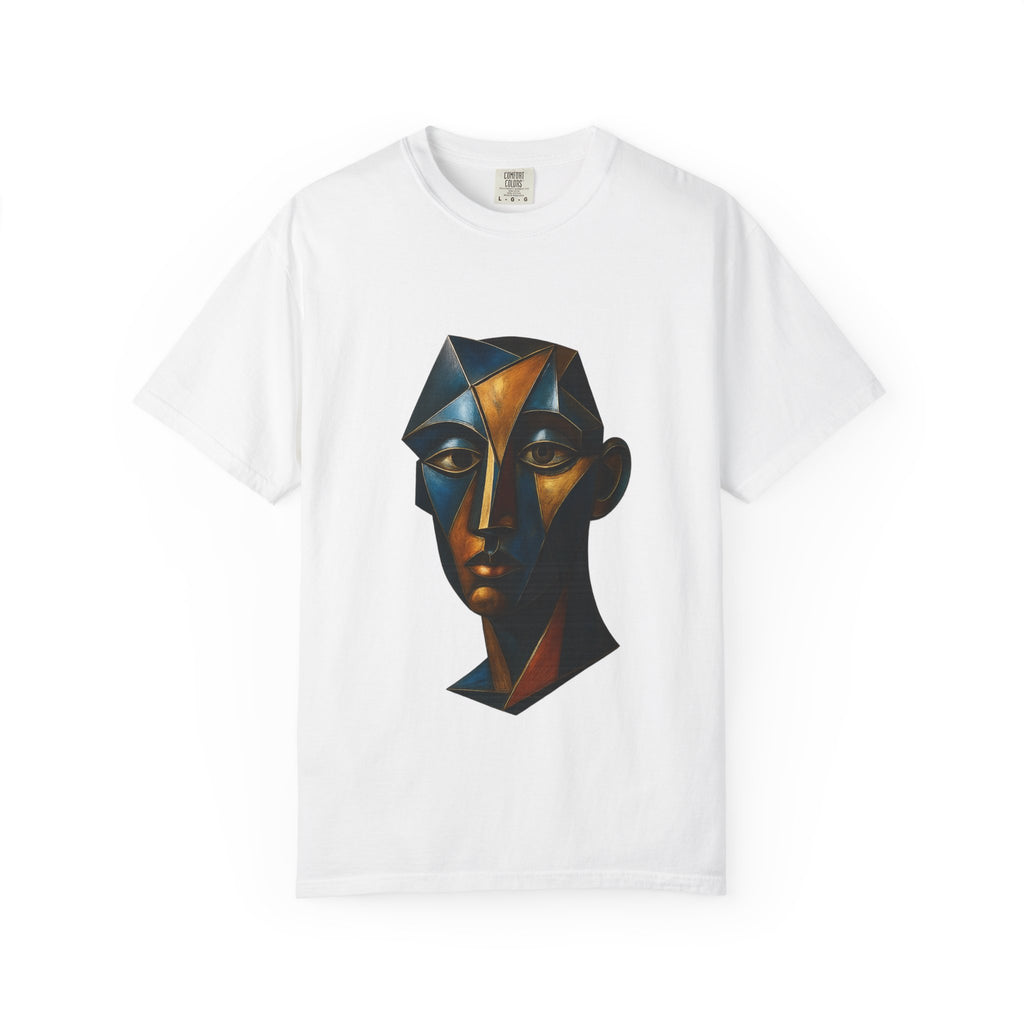Abstract Geometric Face T-Shirt — Cubist Portrait Art Shirt