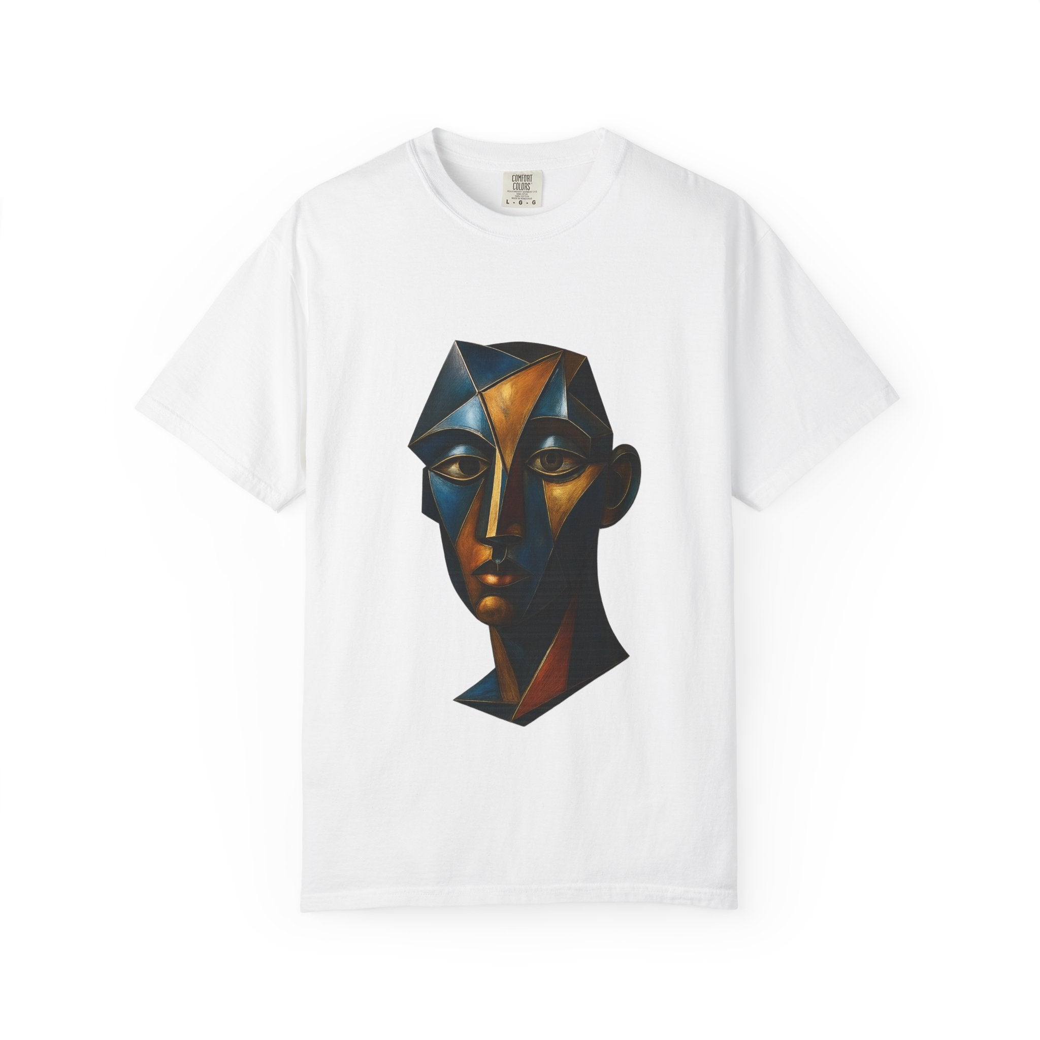 Abstract Geometric Face T-Shirt — Cubist Portrait Art Shirt