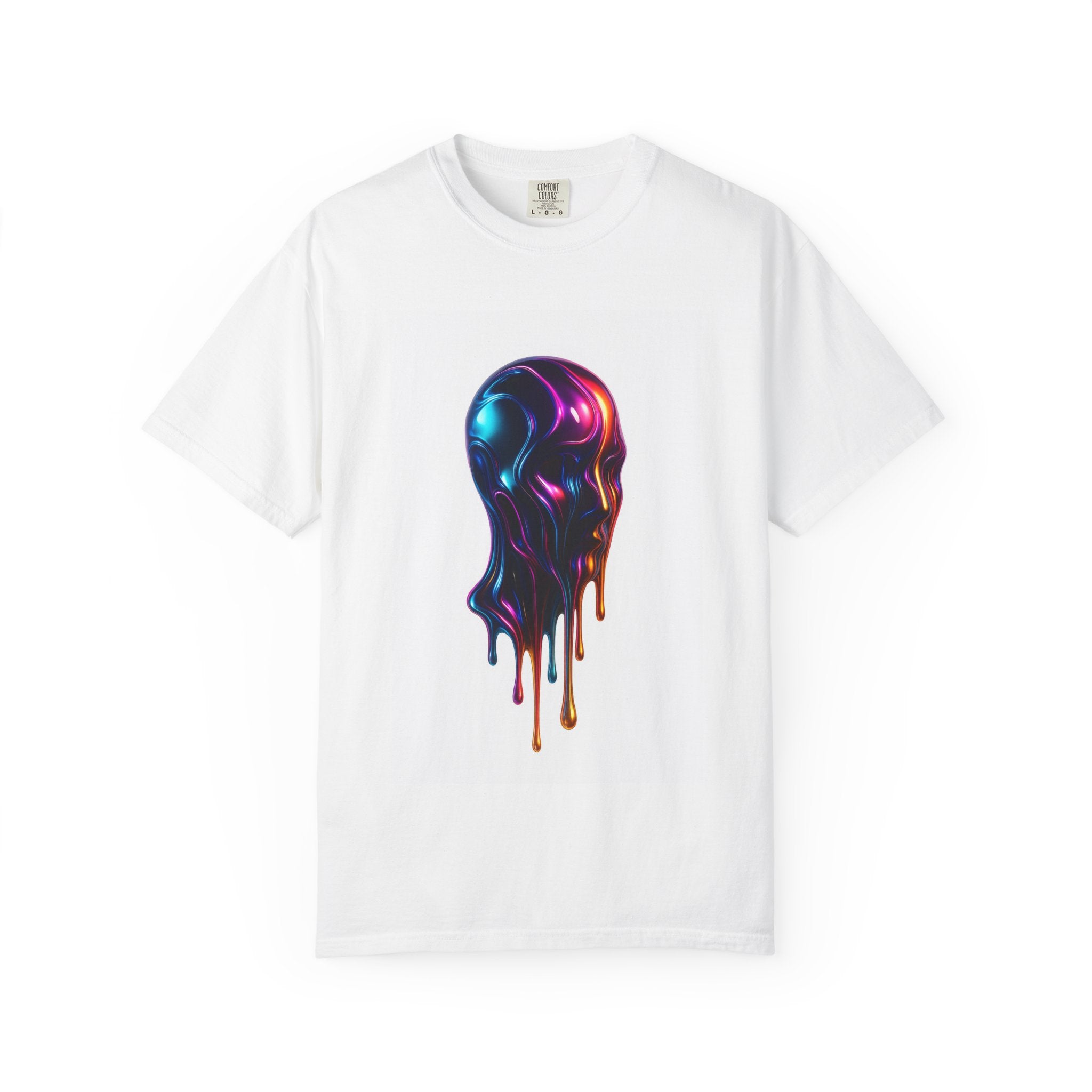 Neon Drip Skull T-shirt | Melting Color Skull Graphic Tee