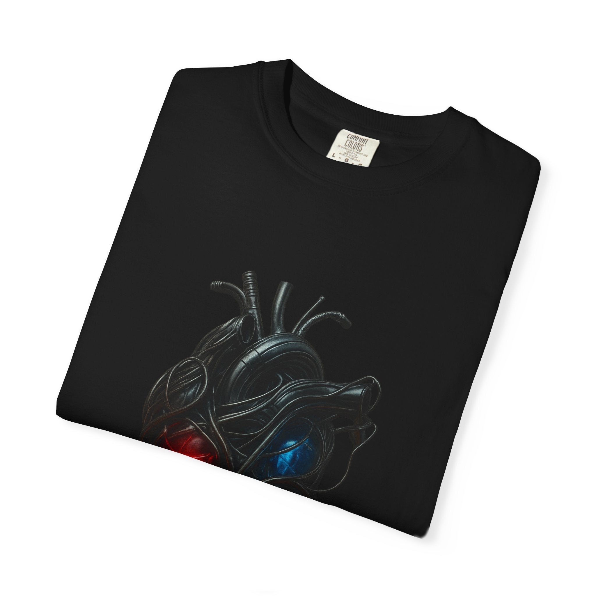 Anatomical Heart Tee — Neon Cyberpunk Heart Graphic T-Shirt