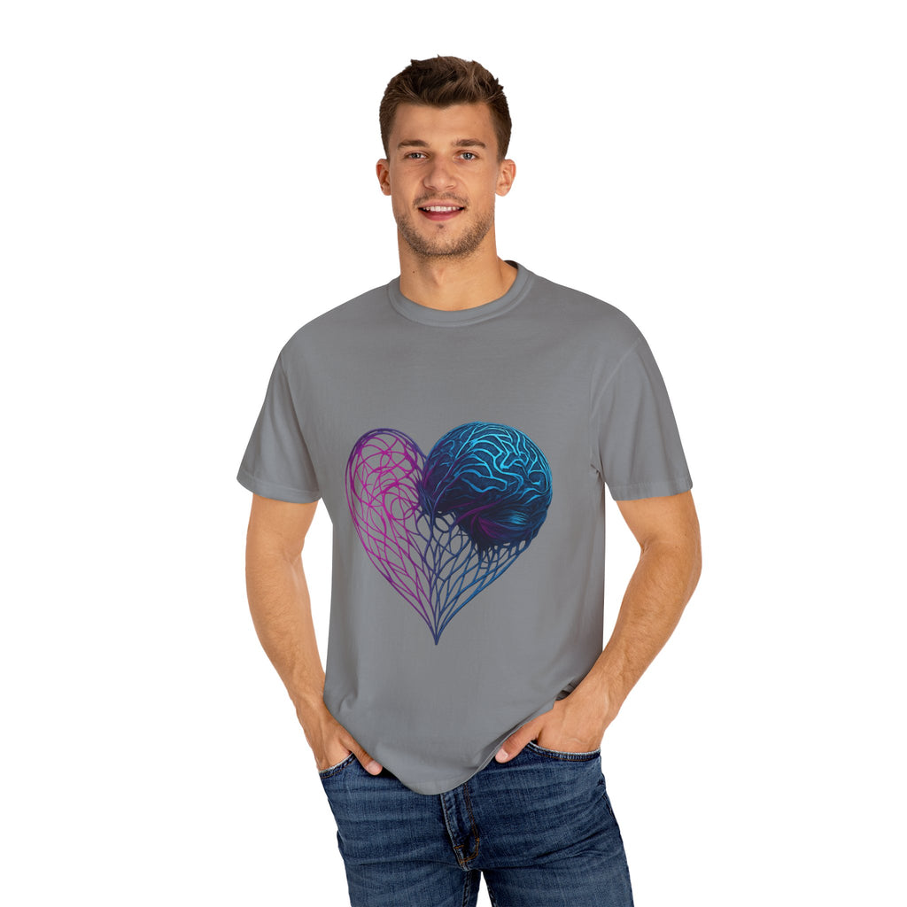 Neon Brain Heart T-shirt | Anatomical Heart with Brain Illustration