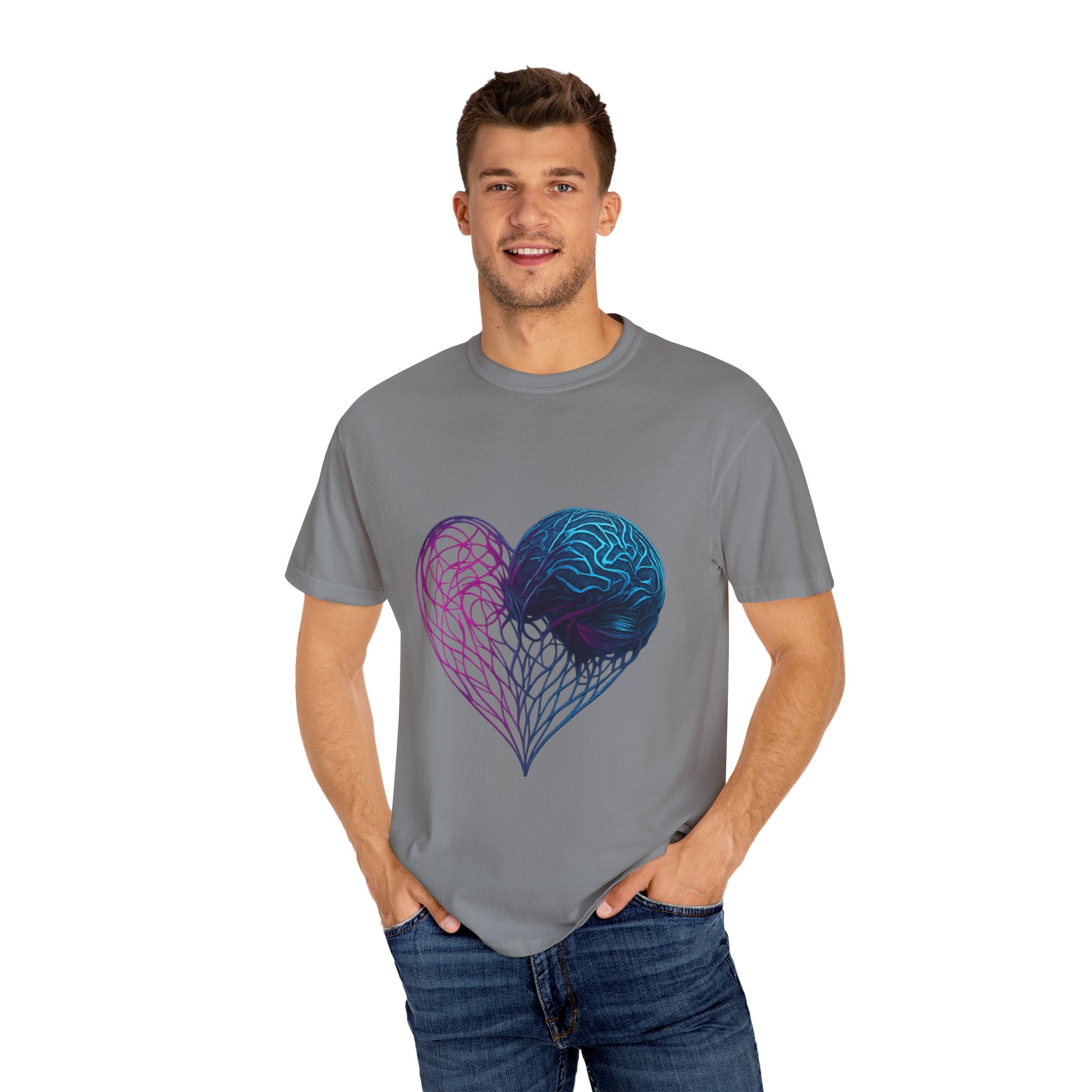 Neon Brain Heart T-shirt | Anatomical Heart with Brain Illustration